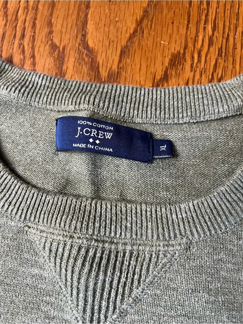 J. Crew heathered green lightweight cotton crewneck sweater